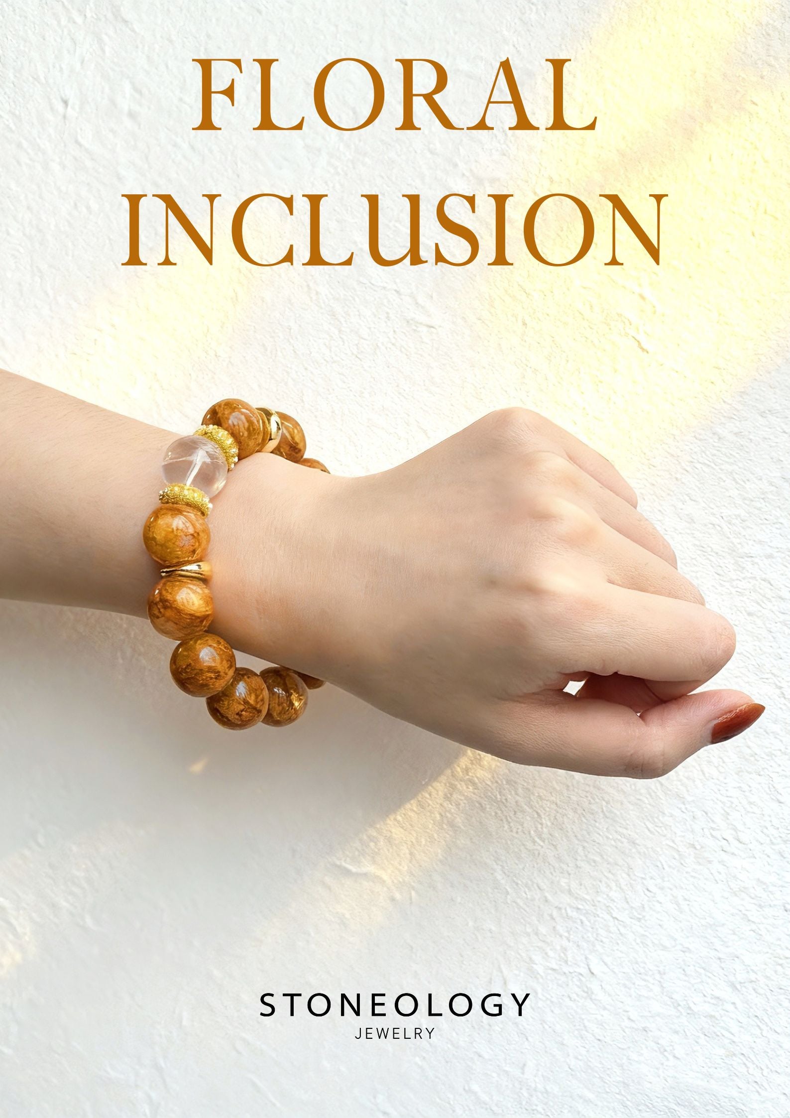 Limited Edition - Golden Floral Inclusion Crystal Bracelet