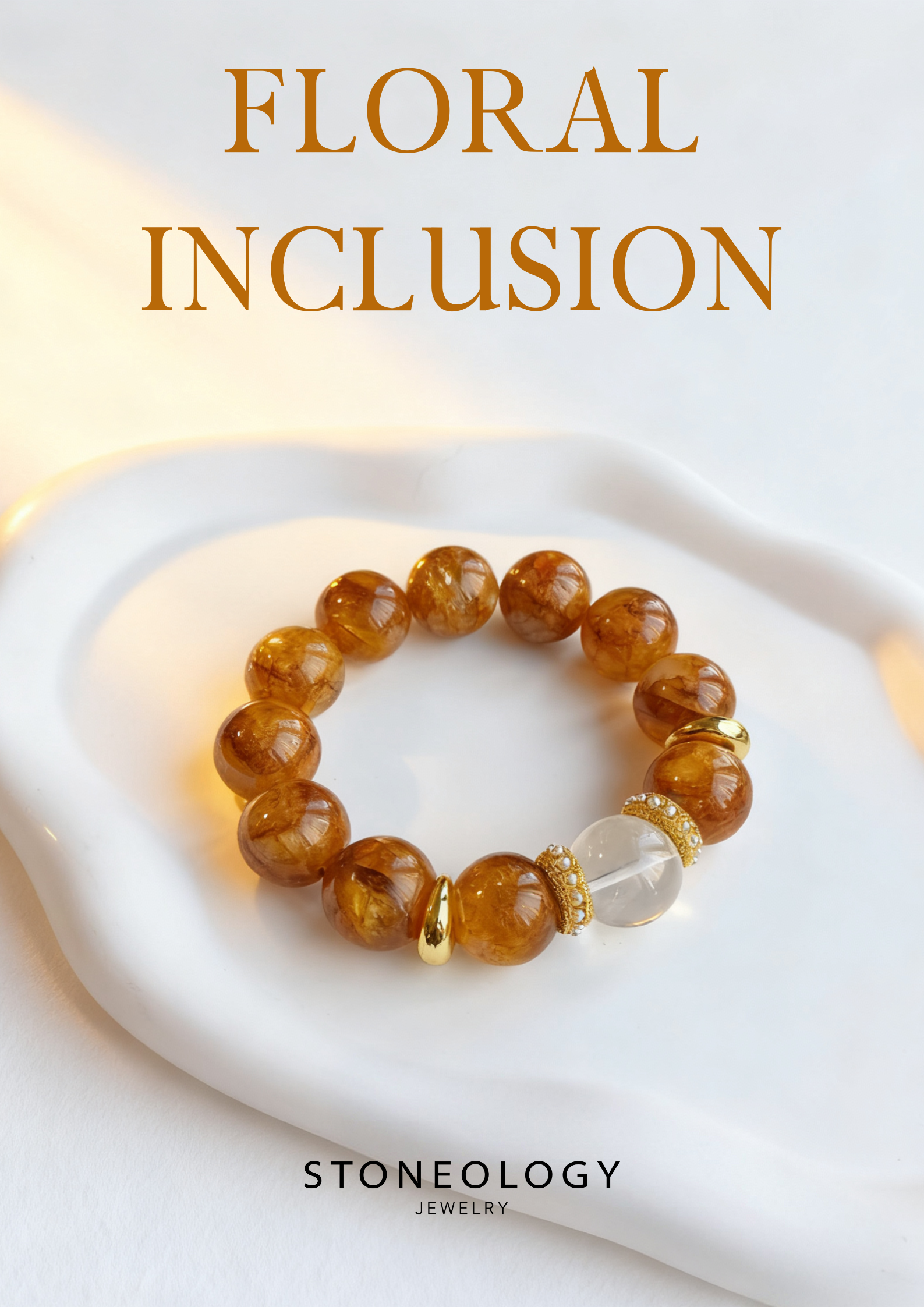 Limited Edition - Golden Floral Inclusion Crystal Bracelet