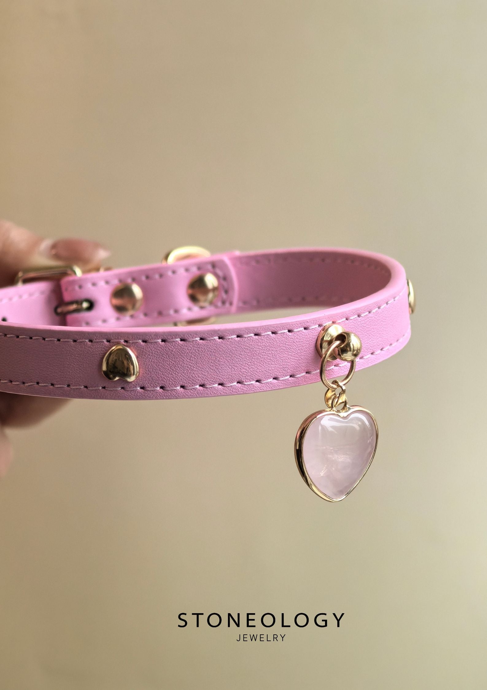 Crystal Pet Collar - Rose Quartz