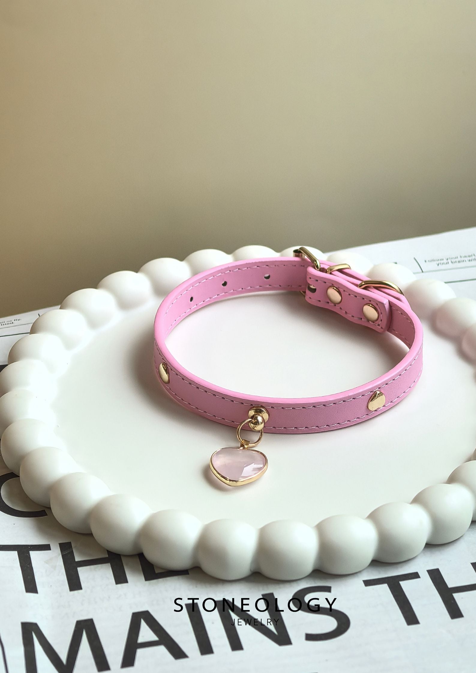 Crystal Pet Collar - Rose Quartz